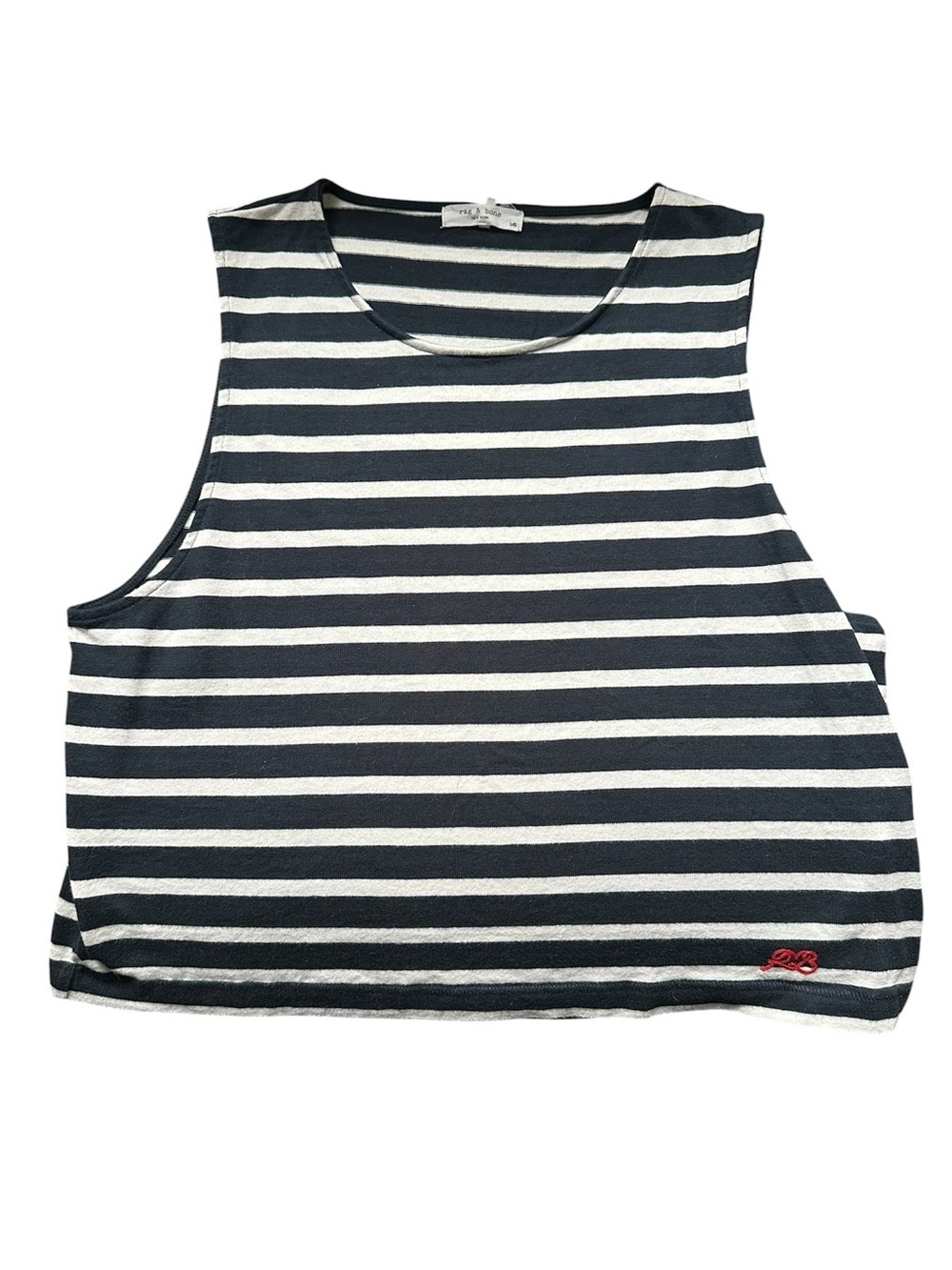 Rag & Bone Black and White Striped Cropped Tank Size Large